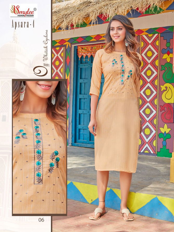 Smylee Apsara 4 New Ethnic Wear Designer Heavy Lurex Latest Kurti Collection